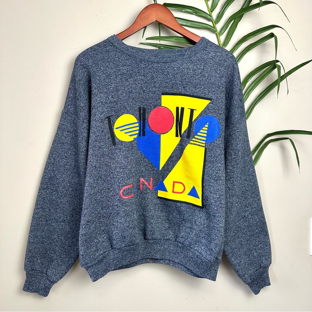 Vintage Toronto Canada Grey Wash Abstract Crewneck